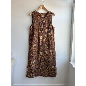 Serengeti Size Small Corduroy Brown Floral Jumper Dress Cottagecore Phoebe 90s